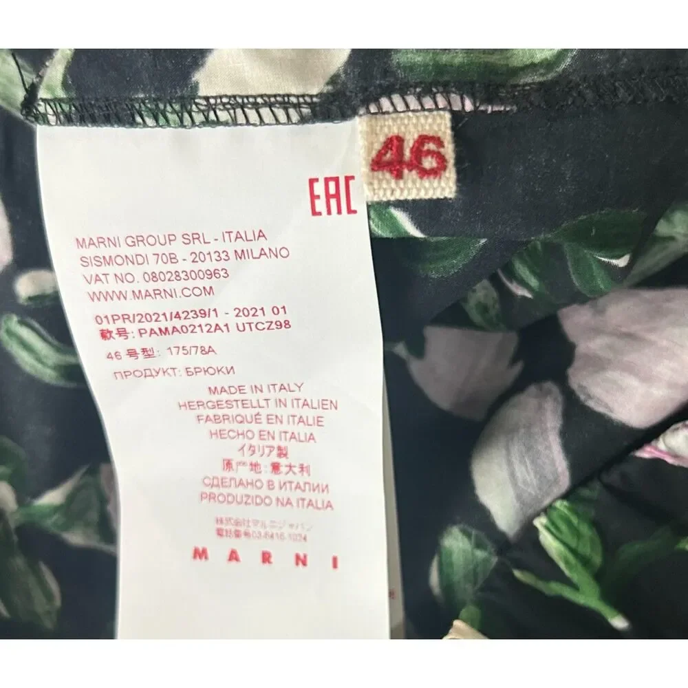 Marni Floral Print Bootcut Leg Pull On Pants Women's Size 46 XL Made in Italy - Picture 6 of 7